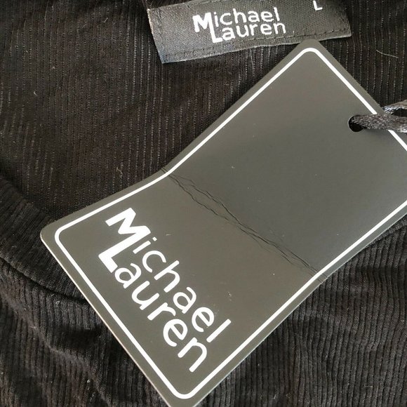 Michael Lauren Potter Snap Front Long Sleeve Tee Black Rib Basic L $97 - Picture 5 of 6